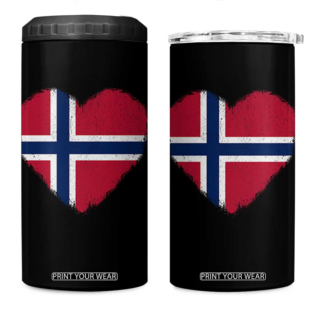 Norway Flag Heart 4 in 1 Can Cooler Tumbler Vintage Distressed Norge Norwegian Pride Patriotic Scandinavian Love Graphic TS10 One Size: 16 oz Black Print Your Wear