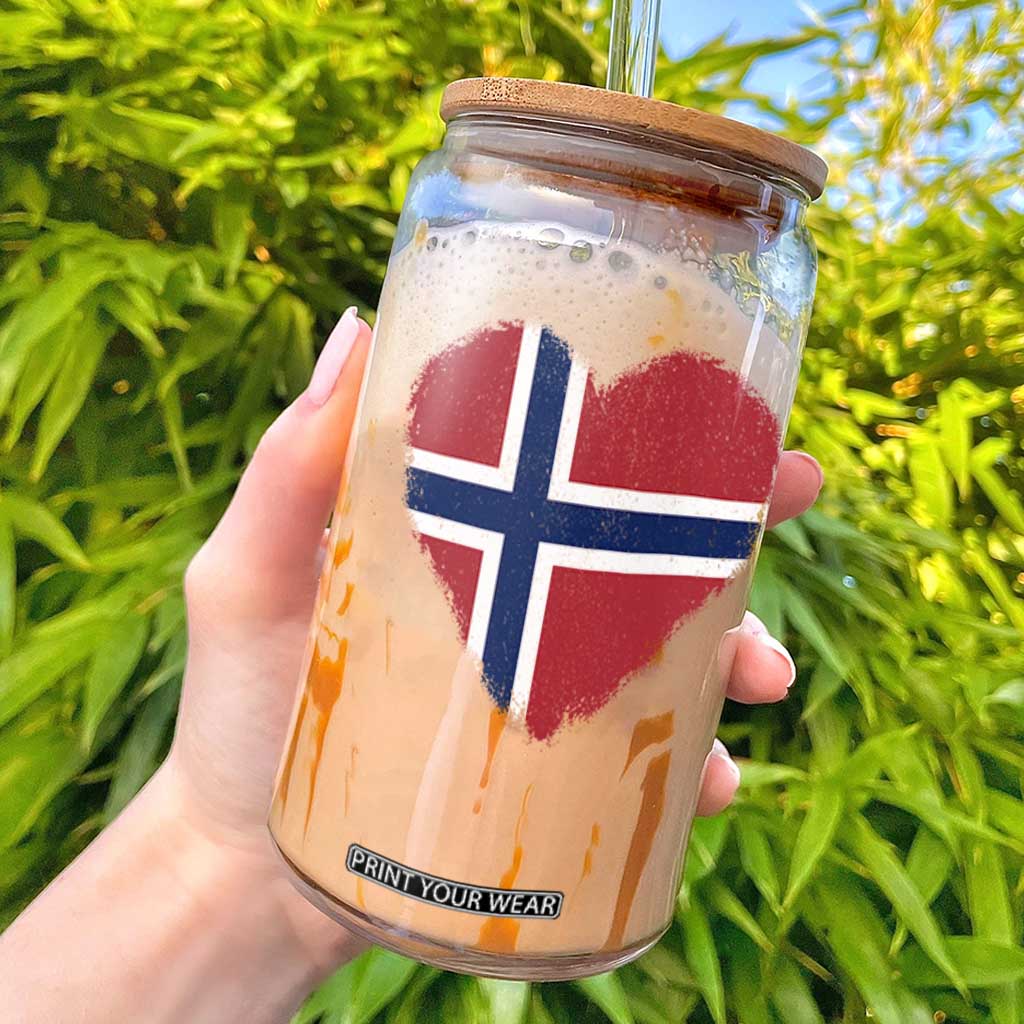 Norway Flag Heart Glass Can Vintage Distressed Norge Norwegian Pride Patriotic Scandinavian Love Graphic TS10 Black Print Your Wear