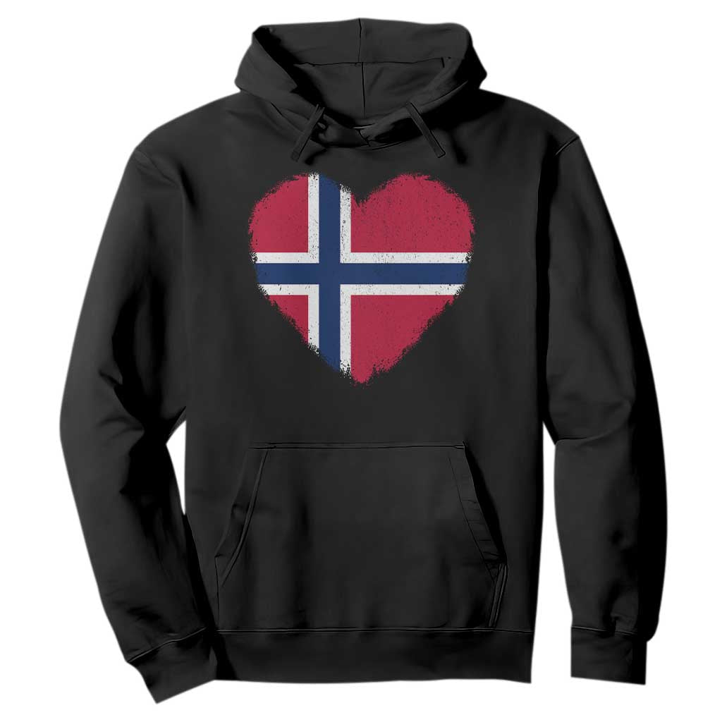 Norway Flag Heart Hoodie Vintage Distressed Norge Norwegian Pride Patriotic Scandinavian Love Graphic TS10 Black Print Your Wear