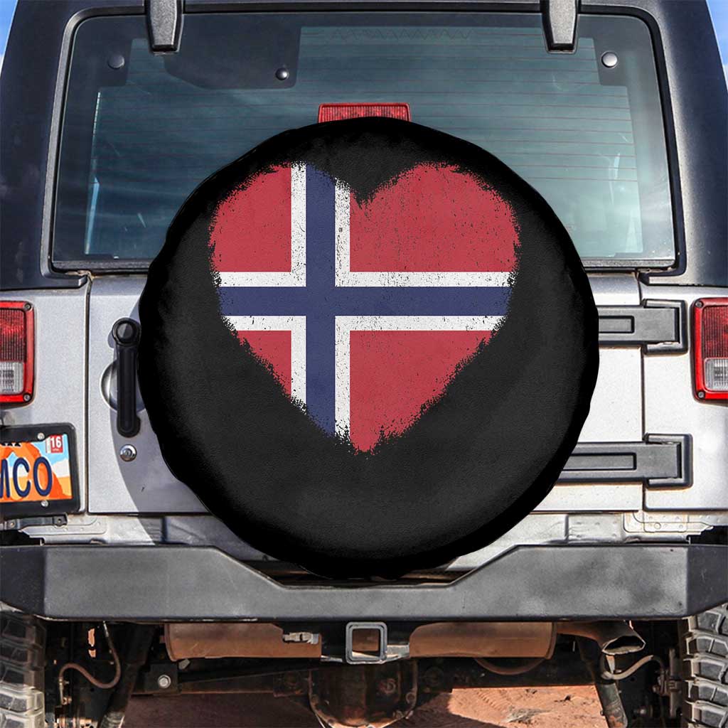 Norway Flag Heart Spare Tire Cover Vintage Distressed Norge Norwegian Pride Patriotic Scandinavian Love Graphic TS10 No hole Black Print Your Wear