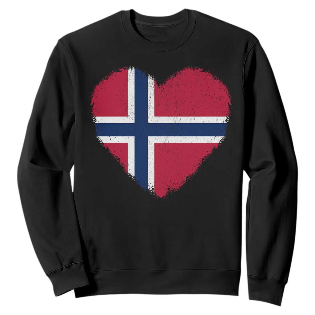 Norway Flag Heart Sweatshirt Vintage Distressed Norge Norwegian Pride Patriotic Scandinavian Love Graphic TS10 Black Print Your Wear