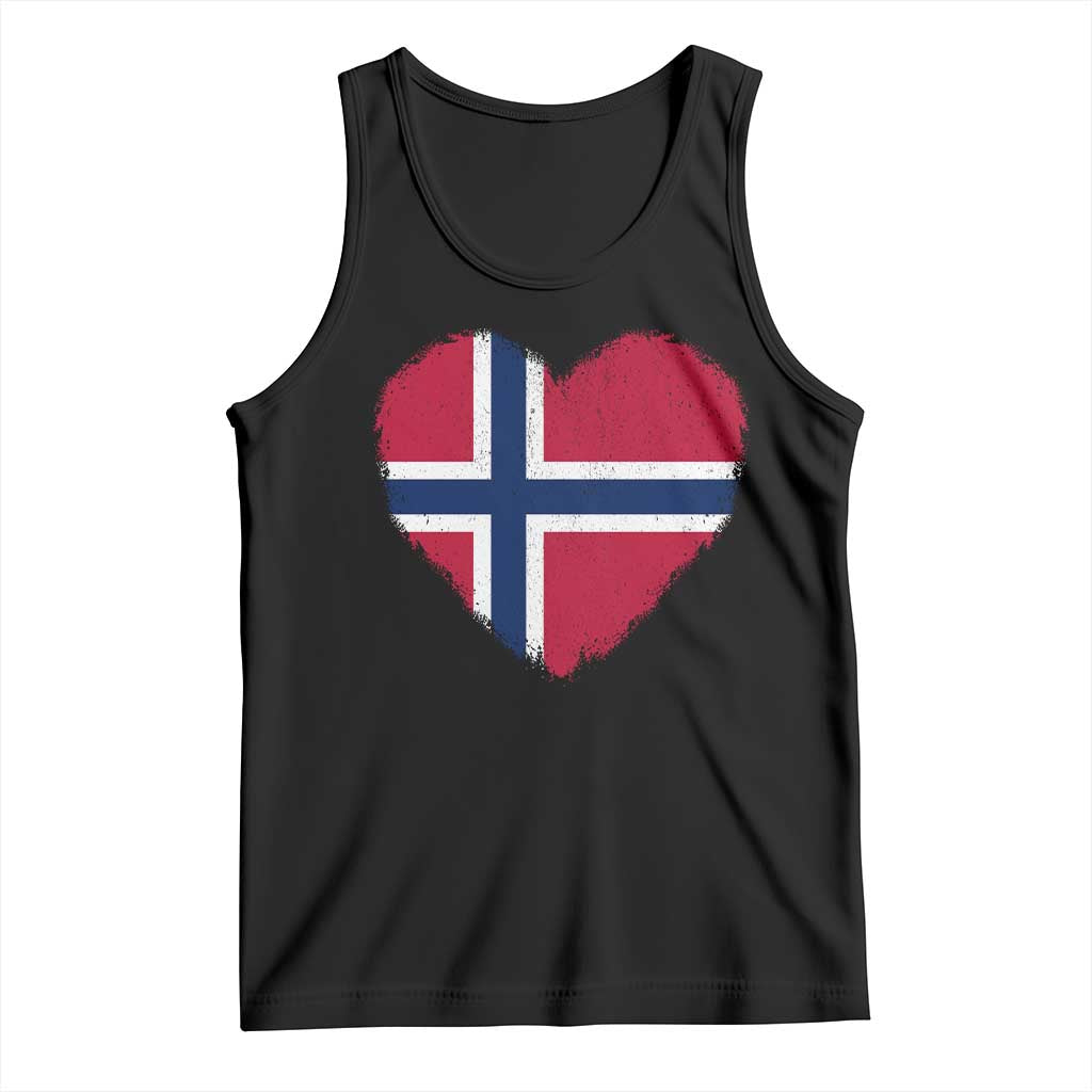 Norway Flag Heart Tank Top Vintage Distressed Norge Norwegian Pride Patriotic Scandinavian Love Graphic TS10 Black Print Your Wear