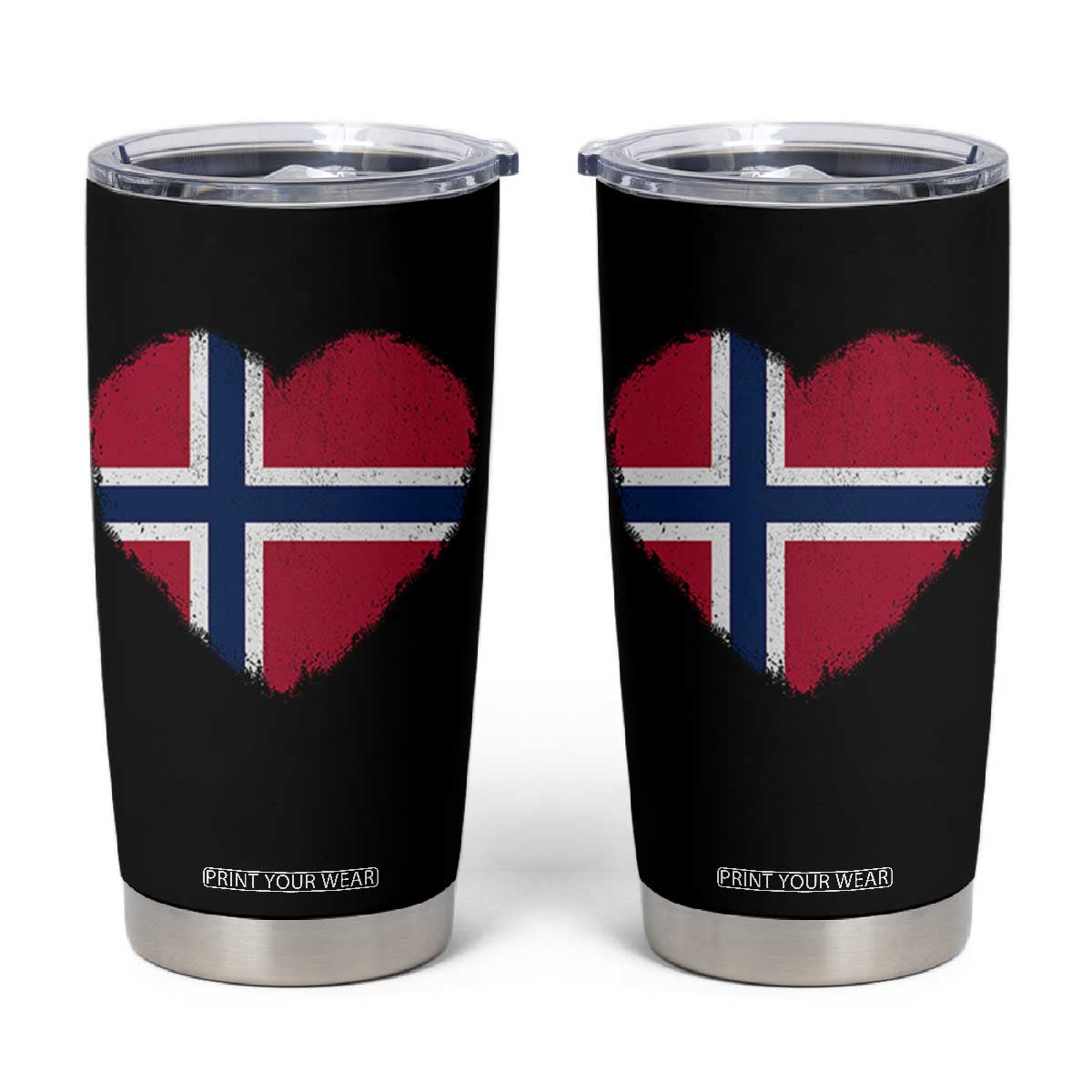 Norway Flag Heart Tumbler Cup Vintage Distressed Norge Norwegian Pride Patriotic Scandinavian Love Graphic TS10 Black Print Your Wear