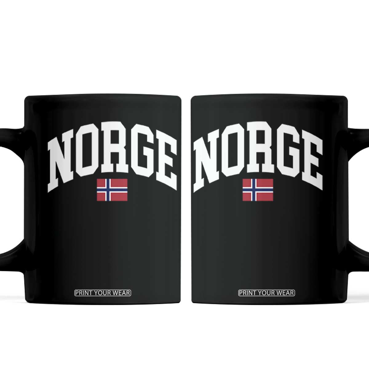 Norge Norway Flag Coffee Mug Retro Varsity Lettering Norwegian Pride Scandinavian Heritage Graphic TS10 Black Print Your Wear