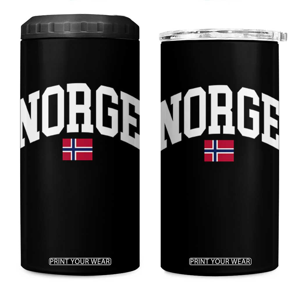 Norge Norway Flag 4 in 1 Can Cooler Tumbler Retro Varsity Lettering Norwegian Pride Scandinavian Heritage Graphic TS10 One Size: 16 oz Black Print Your Wear