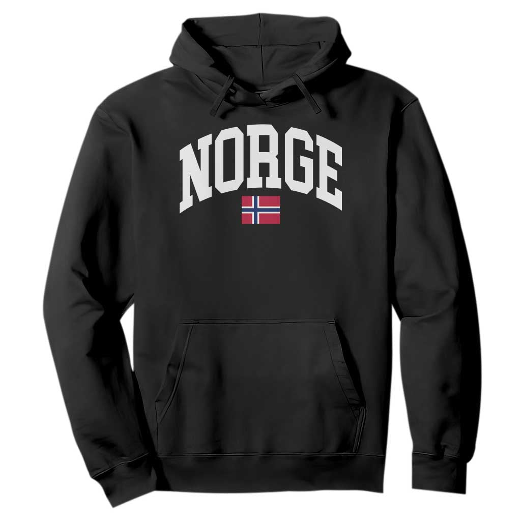Norge Norway Flag Hoodie Retro Varsity Lettering Norwegian Pride Scandinavian Heritage Graphic TS10 Black Print Your Wear