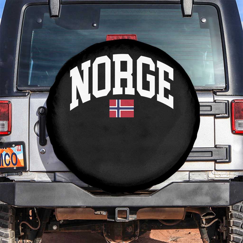 Norge Norway Flag Spare Tire Cover Retro Varsity Lettering Norwegian Pride Scandinavian Heritage Graphic TS10 No hole Black Print Your Wear