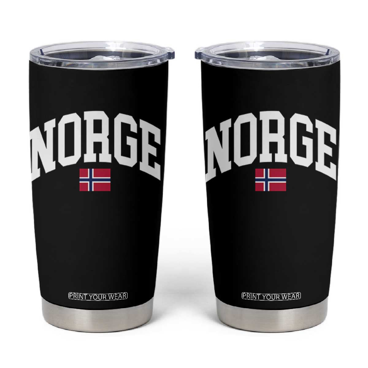 Norge Norway Flag Tumbler Cup Retro Varsity Lettering Norwegian Pride Scandinavian Heritage Graphic TS10 Black Print Your Wear