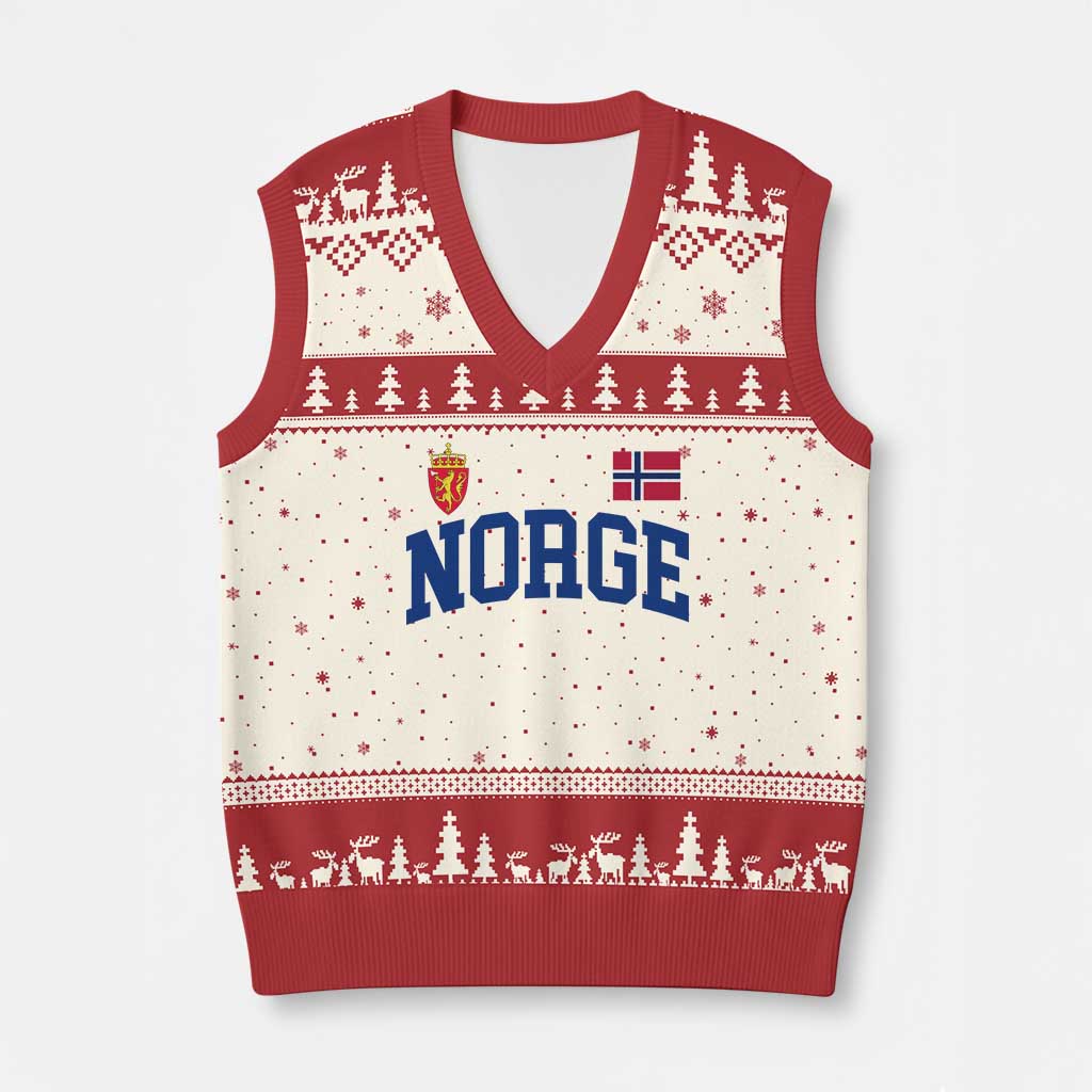 Norge Flag Norway Norwegian V-Neck Knit Sweater Vest Vintage Retro TS10 Beige Red Print Your Wear