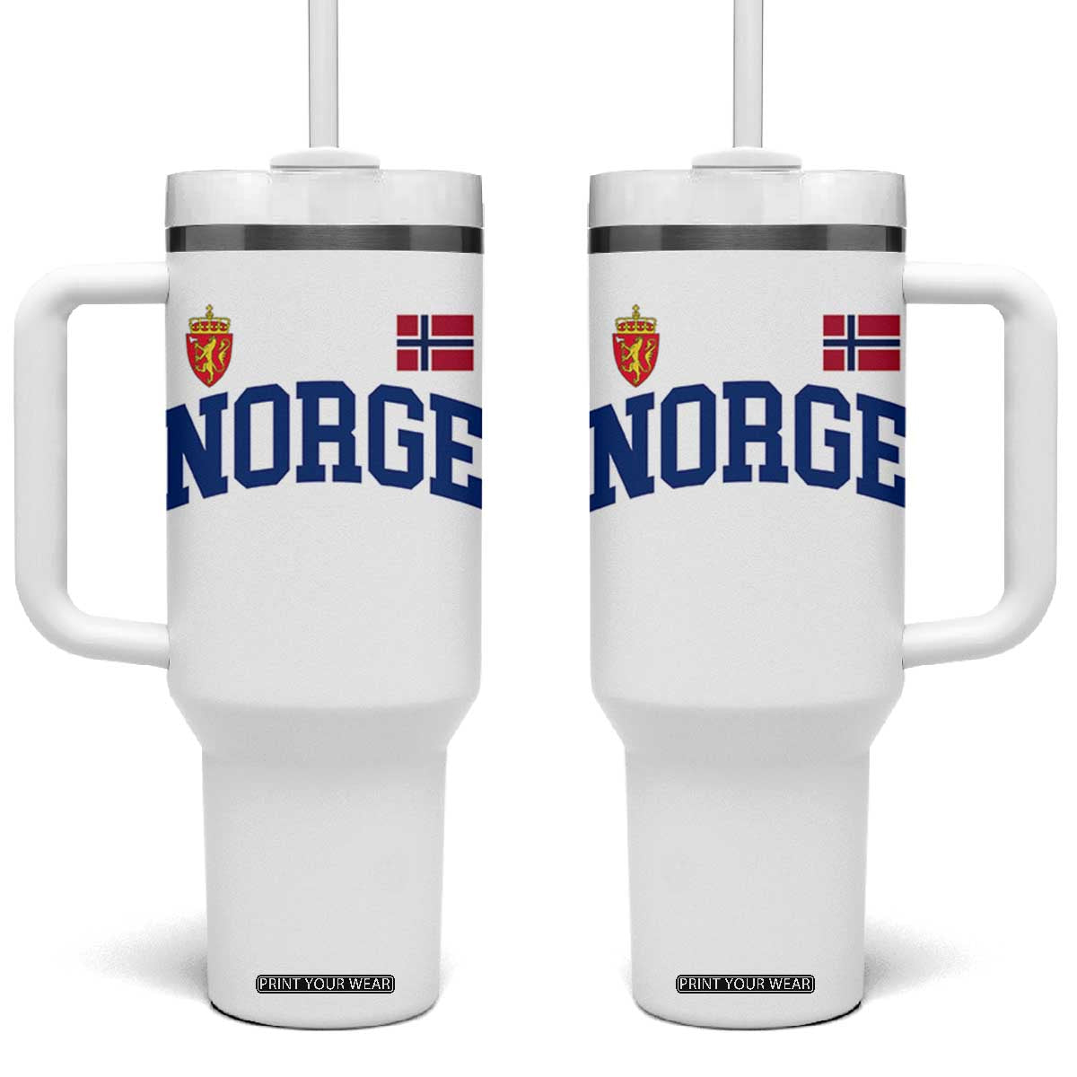 Norge Flag Norway Norwegian Tumbler With Handle Vintage Retro TS10 One Size: 40 oz White Print Your Wear
