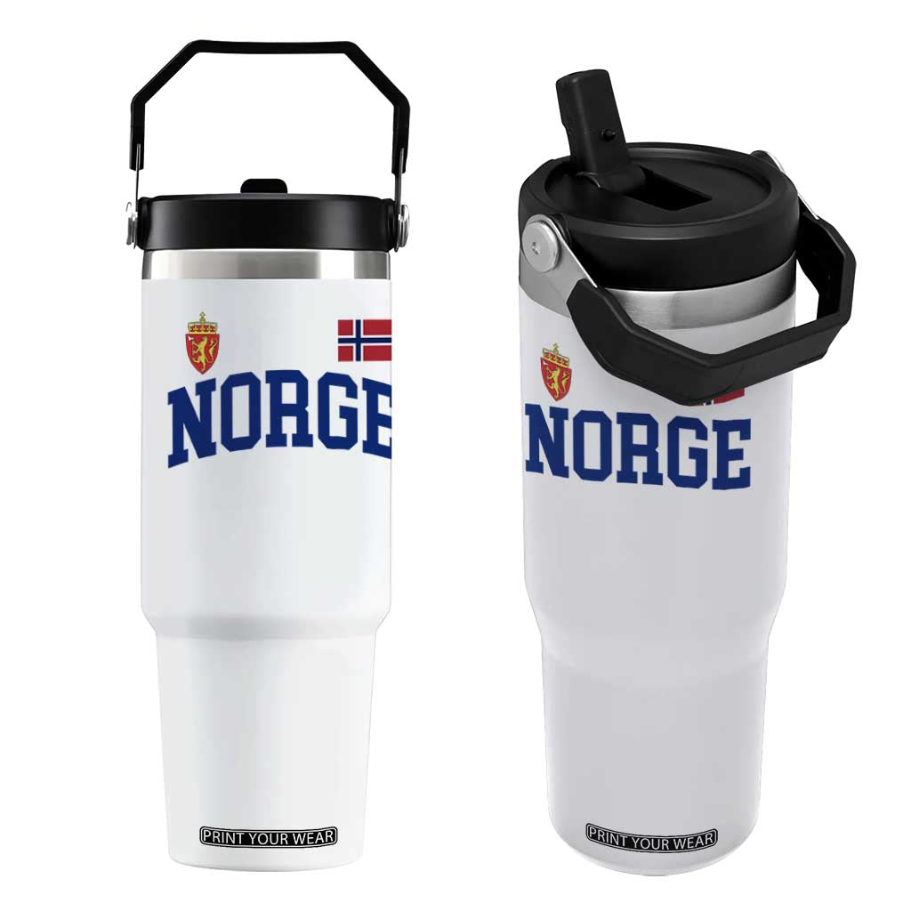 Norge Flag Norway Norwegian Flip Straw Tumbler Vintage Retro TS10 One Size: 30 oz White Print Your Wear