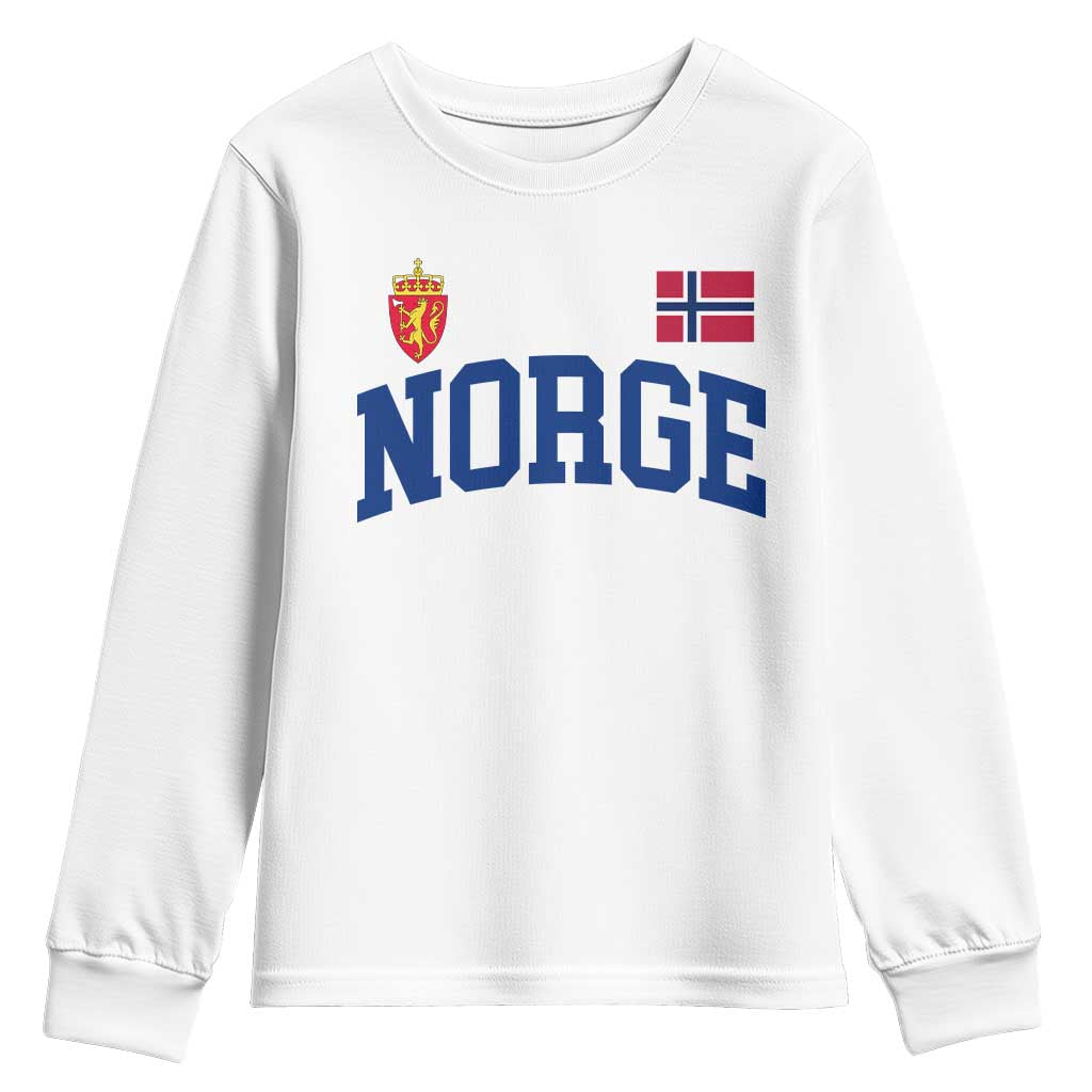 Norge Flag Norway Norwegian Youth Sweatshirt Vintage Retro TS10 White Print Your Wear