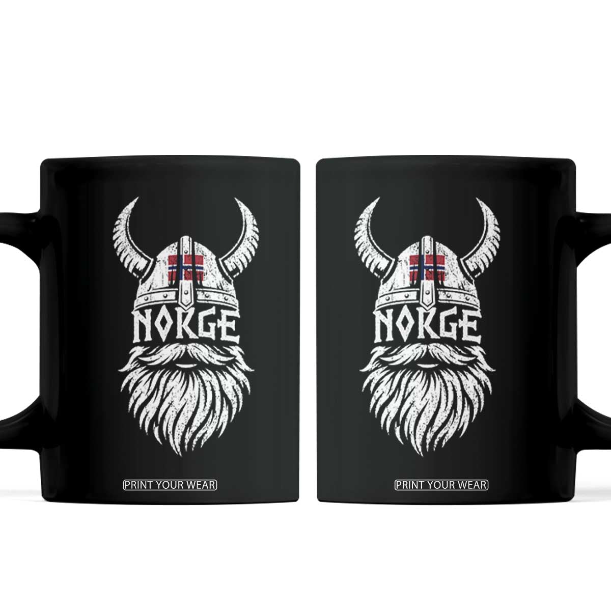 Norge Viking Norway Flag Coffee Mug Norwegian Pride Norse Warrior Vintage Graphic TS10 Black Print Your Wear