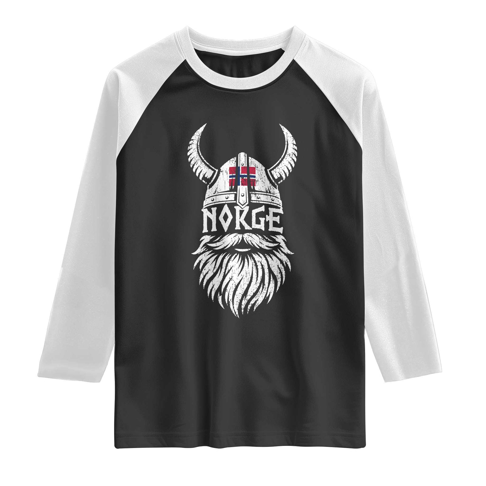 Norge Viking Norway Flag Raglan Shirt Norwegian Pride Norse Warrior Vintage Graphic TS10 Black White Print Your Wear