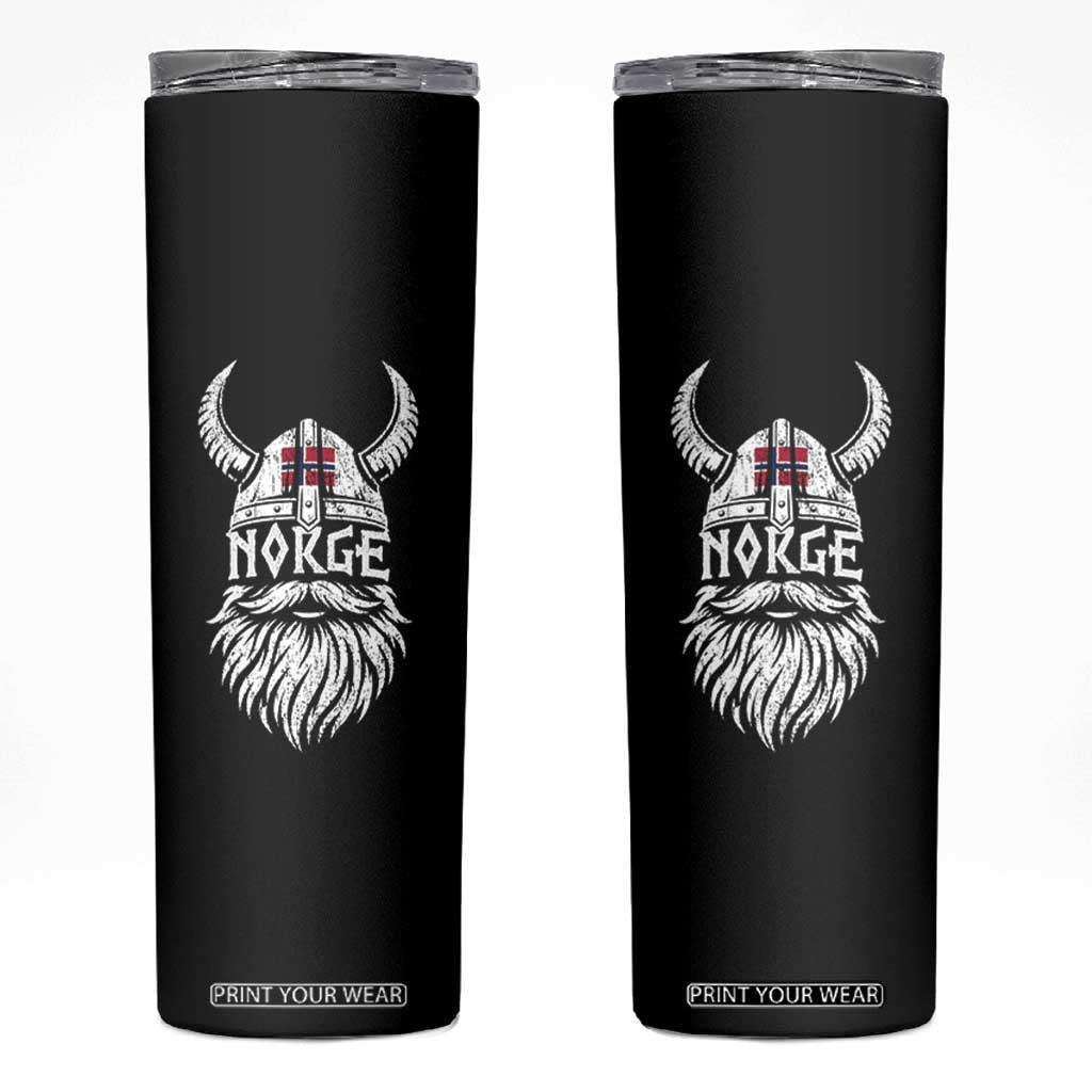 Norge Viking Norway Flag Skinny Tumbler Norwegian Pride Norse Warrior Vintage Graphic TS10 Black Print Your Wear