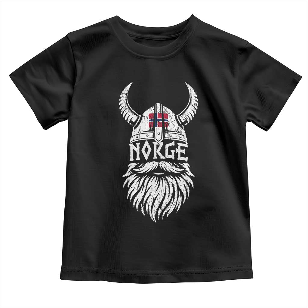 Norge Viking Norway Flag Toddler T Shirt Norwegian Pride Norse Warrior Vintage Graphic TS10 Black Print Your Wear