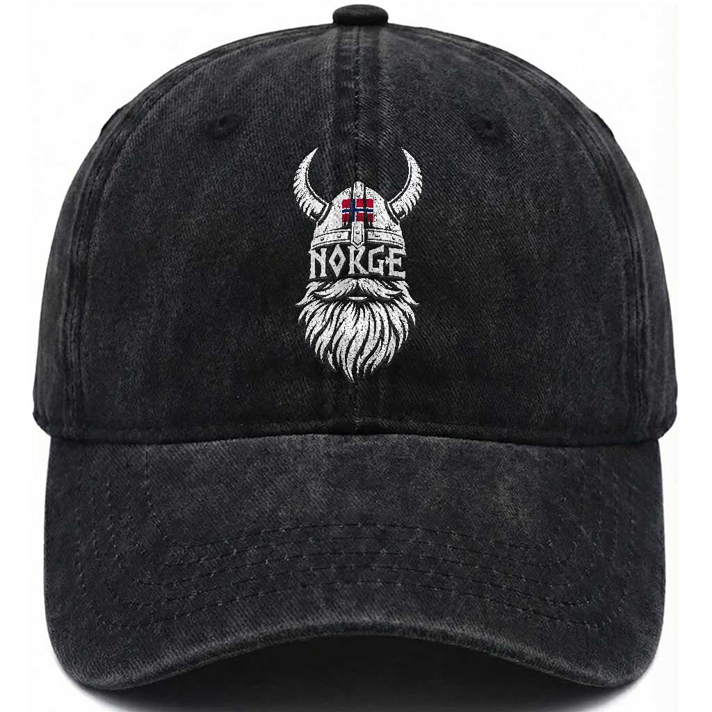 Norge Viking Norway Flag Washed Cotton Baseball Cap Norwegian Pride Norse Warrior Vintage Graphic TS10 Print Your Wear