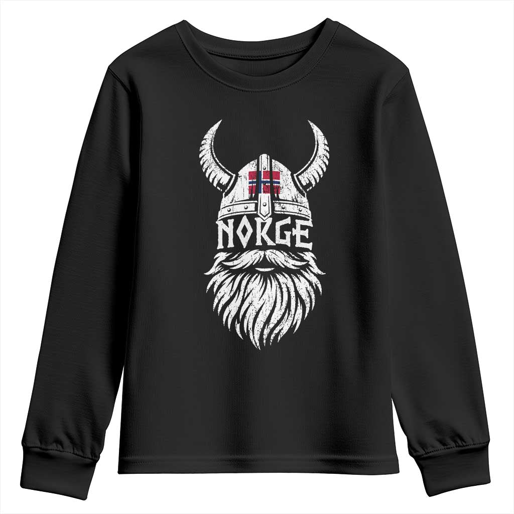 Norge Viking Norway Flag Youth Sweatshirt Norwegian Pride Norse Warrior Vintage Graphic TS10 Black Print Your Wear