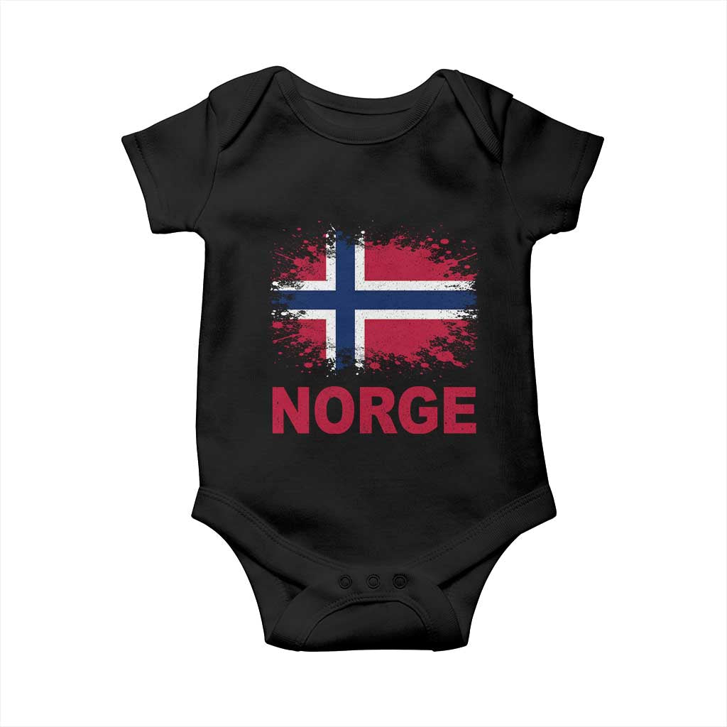 Norge Flag Baby Onesie Norway Watercolor Splatter Vintage Norwegian Pride Patriotic TS10 Black Print Your Wear