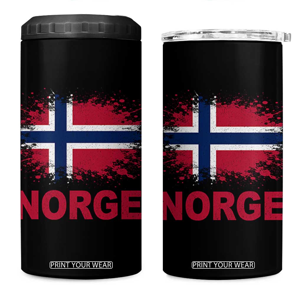 Norge Flag 4 in 1 Can Cooler Tumbler Norway Watercolor Splatter Vintage Norwegian Pride Patriotic TS10 One Size: 16 oz Black Print Your Wear