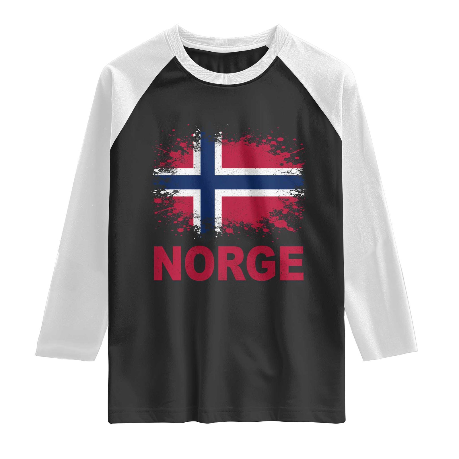 Norge Flag Raglan Shirt Norway Watercolor Splatter Vintage Norwegian Pride Patriotic TS10 Black White Print Your Wear