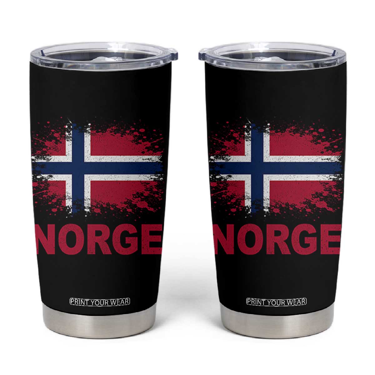 Norge Flag Tumbler Cup Norway Watercolor Splatter Vintage Norwegian Pride Patriotic TS10 Black Print Your Wear