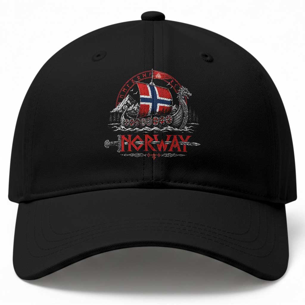 Retro Norwegian Viking Longship Norway Flag Baseball Cap Vintage Nordic Heritage Warrior