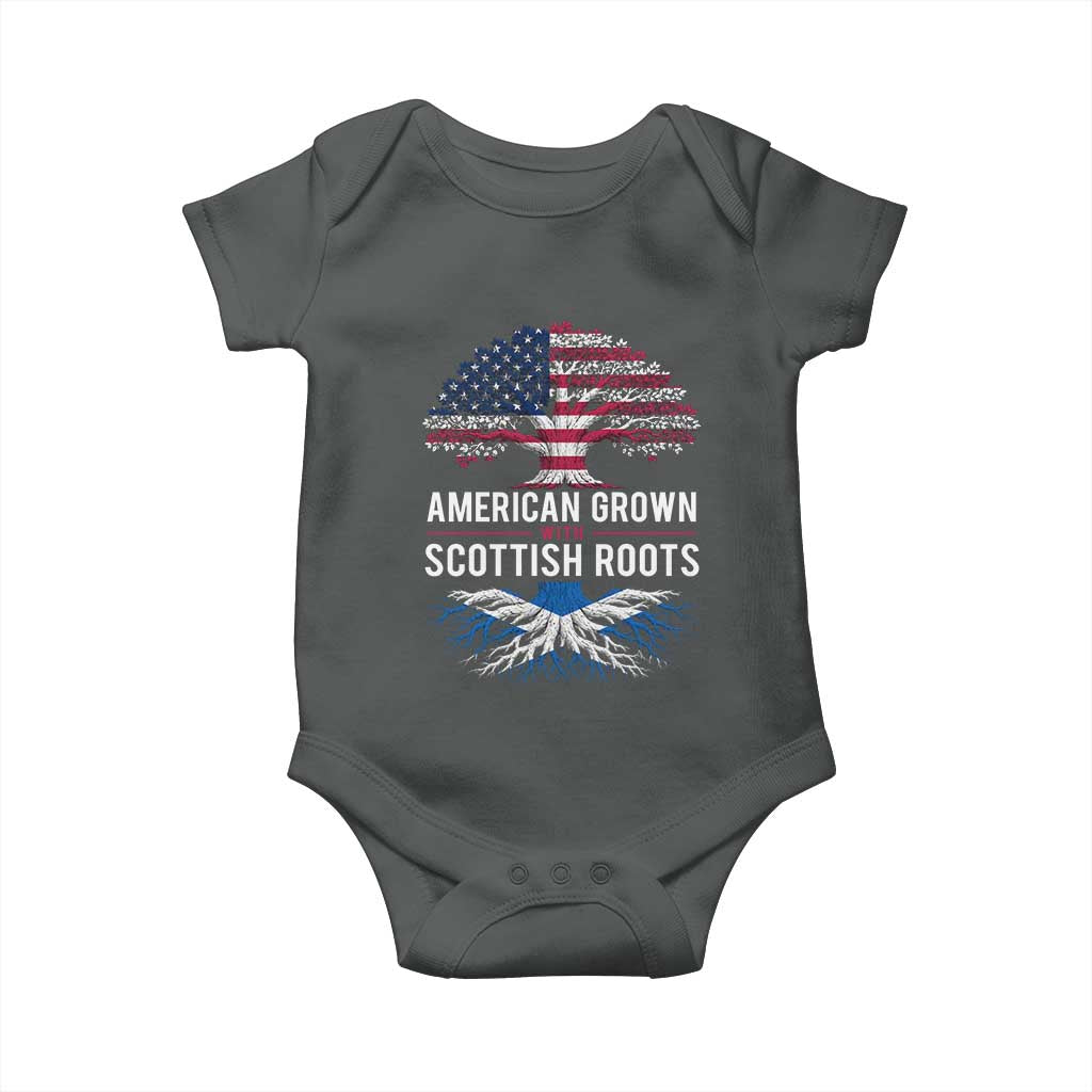 American Grown With Scottish Roots Baby Onesie Family Heritage USA Scotland Pride Gift TS10 Dark Heather Print Your Wear