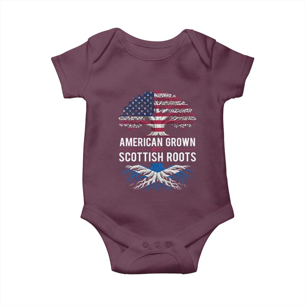 American Grown With Scottish Roots Baby Onesie Family Heritage USA Scotland Pride Gift TS10 Maroon Print Your Wear