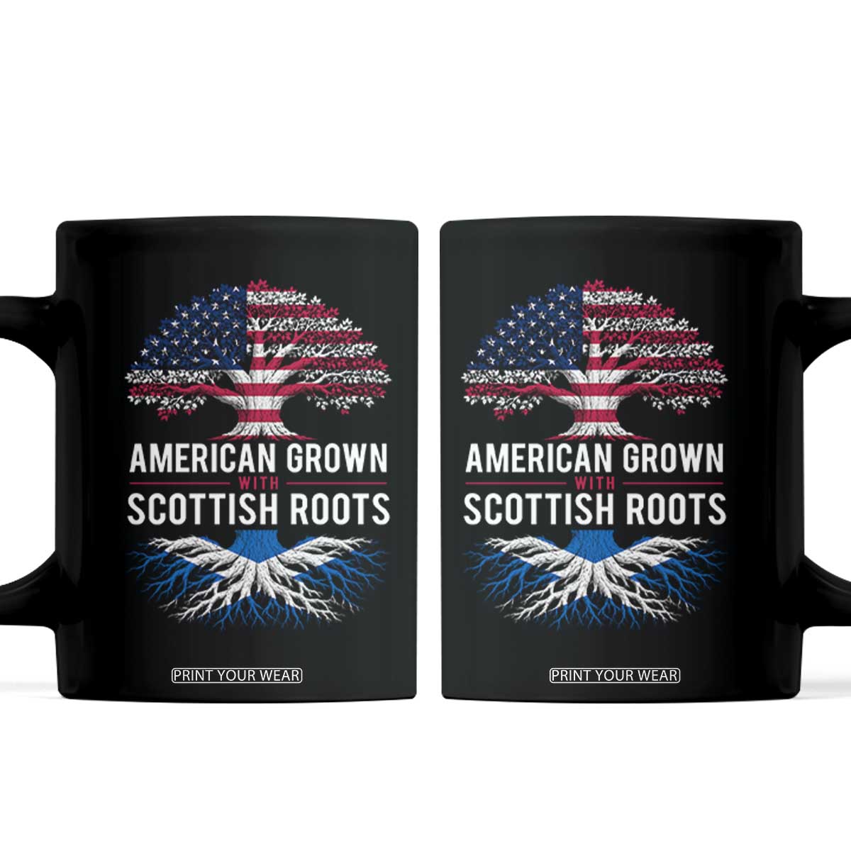 American Grown With Scottish Roots Coffee Mug Family Heritage USA Scotland Pride Gift TS10 Black Print Your Wear