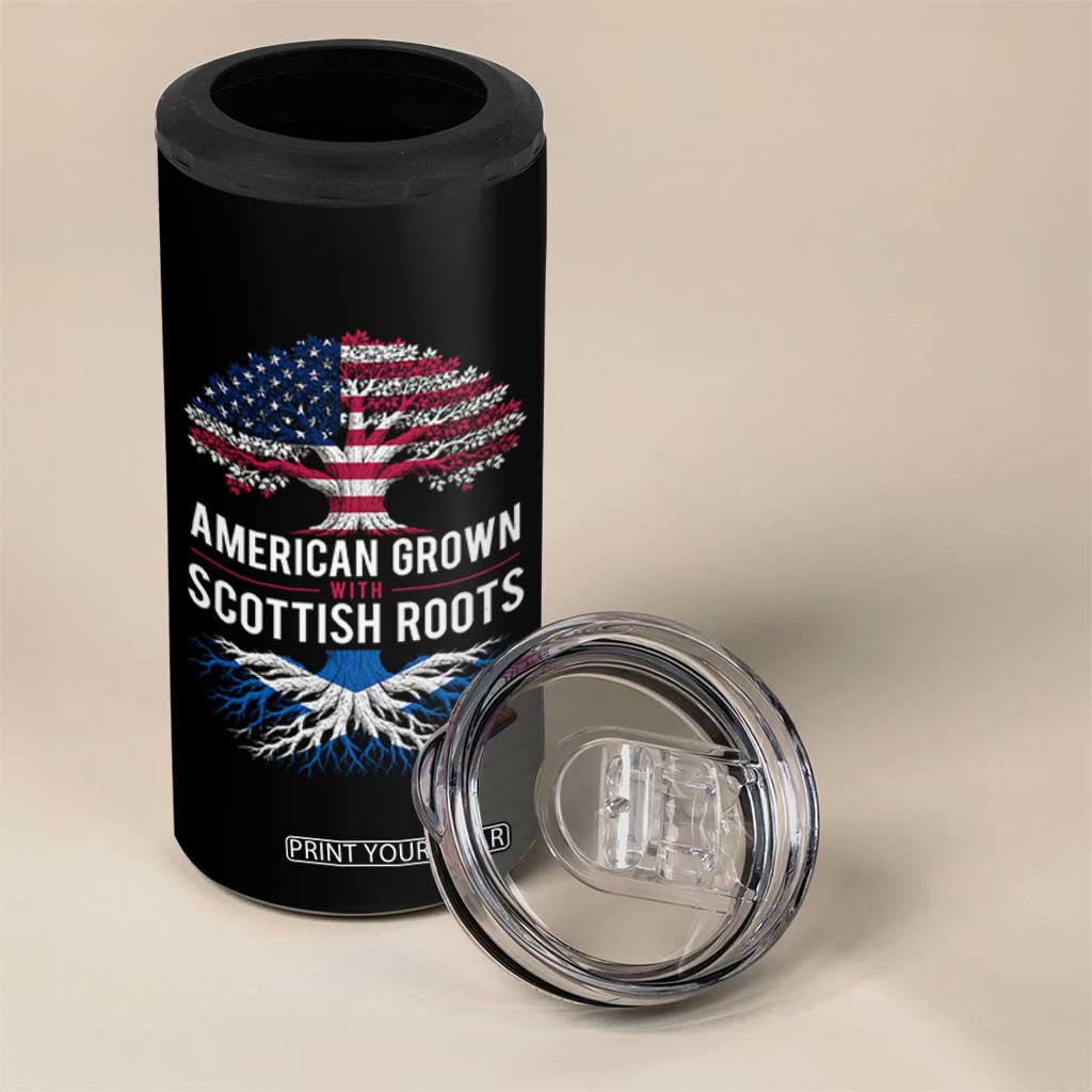 American Grown With Scottish Roots 4 in 1 Can Cooler Tumbler Family Heritage USA Scotland Pride Gift TS10 Print Your Wear