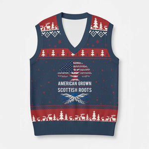 American Grown With Scottish Roots V-Neck Knit Sweater Vest Family Heritage USA Scotland Pride Gift TS10 Navy Red Print Your Wear