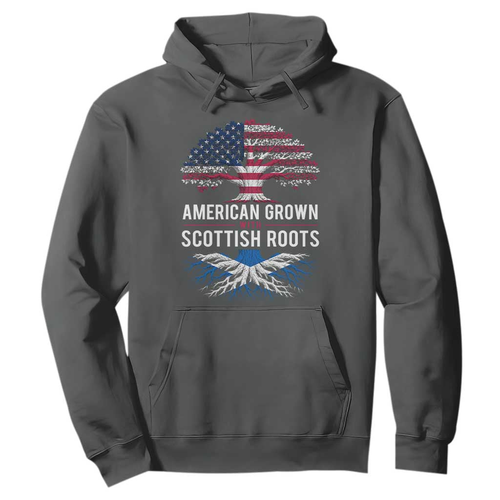 American Grown With Scottish Roots Hoodie Family Heritage USA Scotland Pride Gift TS10 Dark Heather Print Your Wear