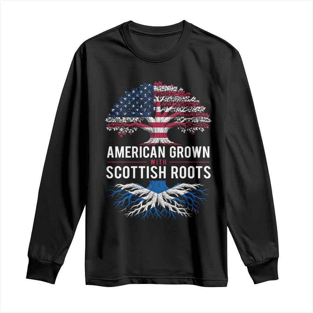 American Grown With Scottish Roots Long Sleeve Shirt Family Heritage USA Scotland Pride Gift TS10 Black Print Your Wear
