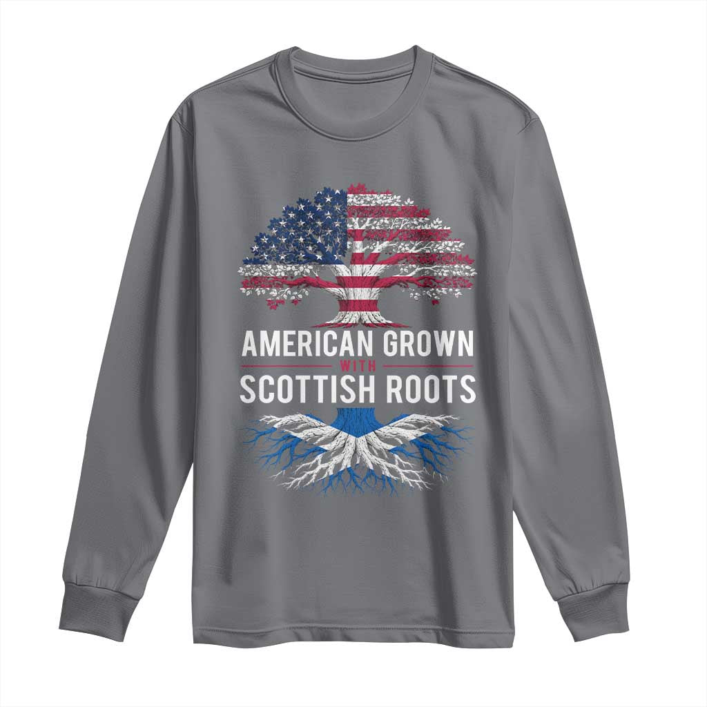 American Grown With Scottish Roots Long Sleeve Shirt Family Heritage USA Scotland Pride Gift TS10 Charcoal Print Your Wear
