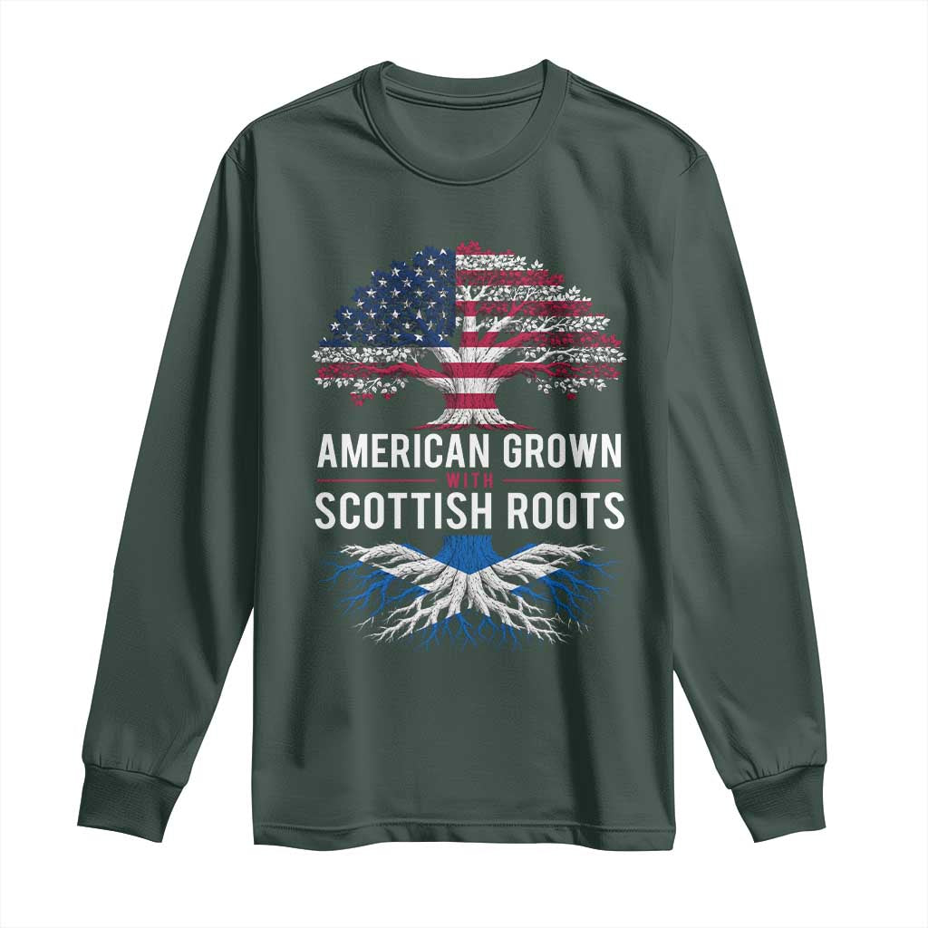 American Grown With Scottish Roots Long Sleeve Shirt Family Heritage USA Scotland Pride Gift TS10 Dark Forest Green Print Your Wear