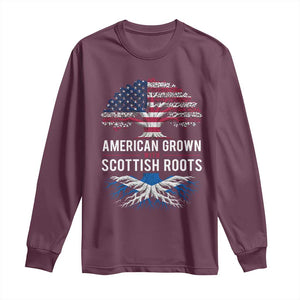 American Grown With Scottish Roots Long Sleeve Shirt Family Heritage USA Scotland Pride Gift TS10 Maroon Print Your Wear