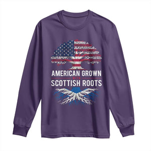 American Grown With Scottish Roots Long Sleeve Shirt Family Heritage USA Scotland Pride Gift TS10 S Purple Print Your Wear