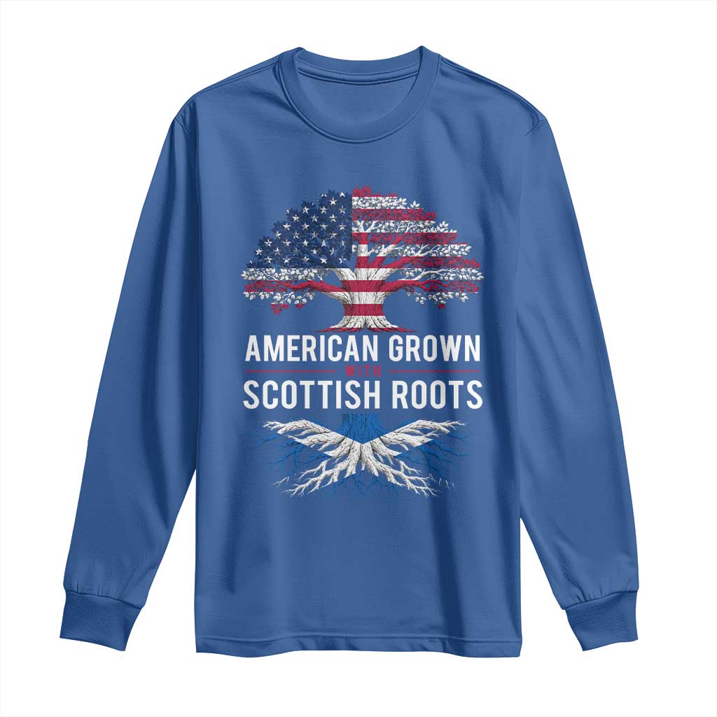 American Grown With Scottish Roots Long Sleeve Shirt Family Heritage USA Scotland Pride Gift TS10 Royal Blue Print Your Wear