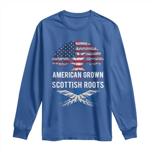 American Grown With Scottish Roots Long Sleeve Shirt Family Heritage USA Scotland Pride Gift TS10 Royal Blue Print Your Wear
