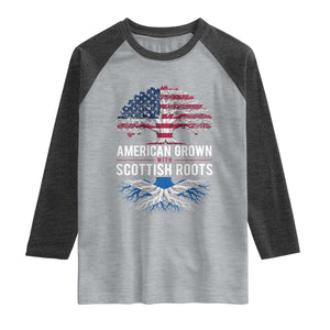 American Grown With Scottish Roots Raglan Shirt Family Heritage USA Scotland Pride Gift TS10 Heather Gray Heather Charcoal Print Your Wear