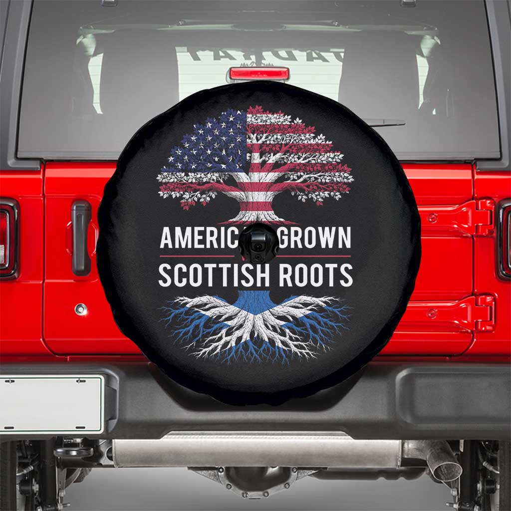 American Grown With Scottish Roots Spare Tire Cover Family Heritage USA Scotland Pride Gift TS10 Black Print Your Wear