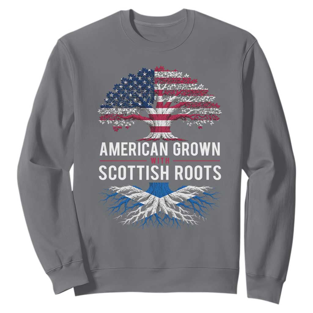 American Grown With Scottish Roots Sweatshirt Family Heritage USA Scotland Pride Gift TS10 Charcoal Print Your Wear