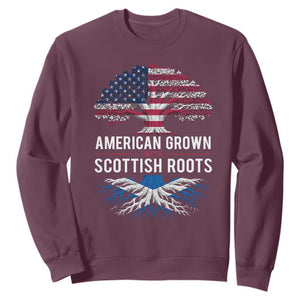 American Grown With Scottish Roots Sweatshirt Family Heritage USA Scotland Pride Gift TS10 Maroon Print Your Wear