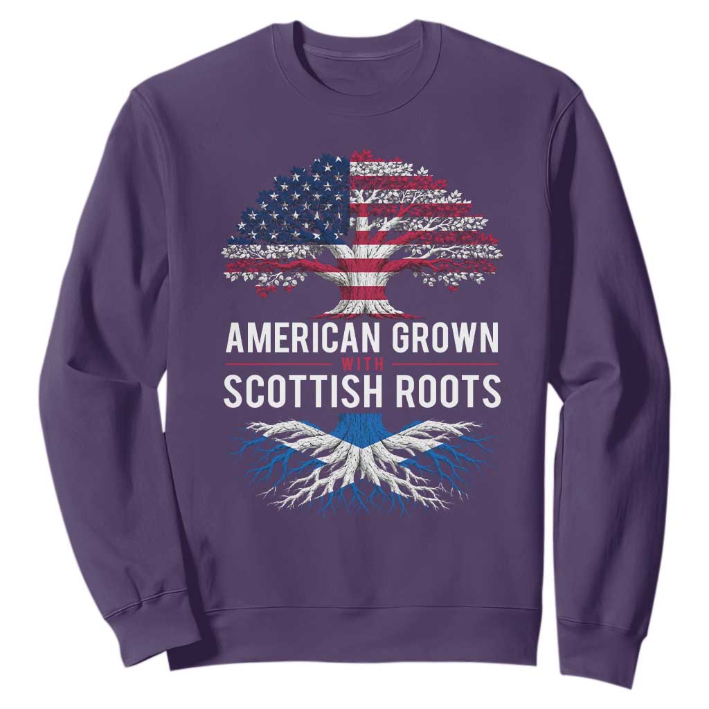 American Grown With Scottish Roots Sweatshirt Family Heritage USA Scotland Pride Gift TS10 S Purple Print Your Wear