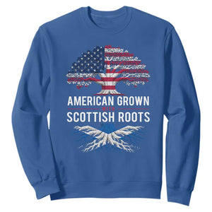 American Grown With Scottish Roots Sweatshirt Family Heritage USA Scotland Pride Gift TS10 Royal Blue Print Your Wear