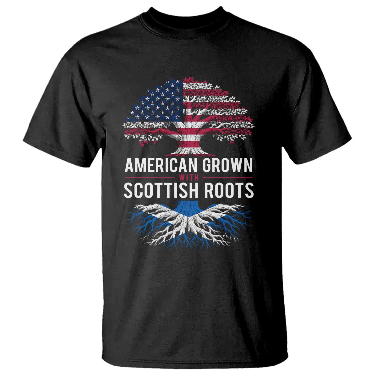 American Grown With Scottish Roots T Shirt Family Heritage USA Scotland Pride Gift TS10 Black Print Your Wear
