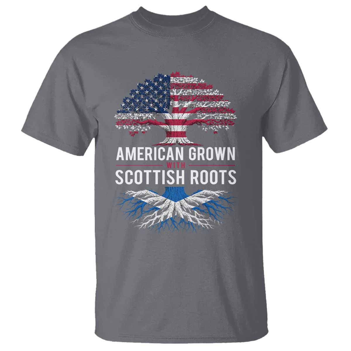 American Grown With Scottish Roots T Shirt Family Heritage USA Scotland Pride Gift TS10 Charcoal Print Your Wear