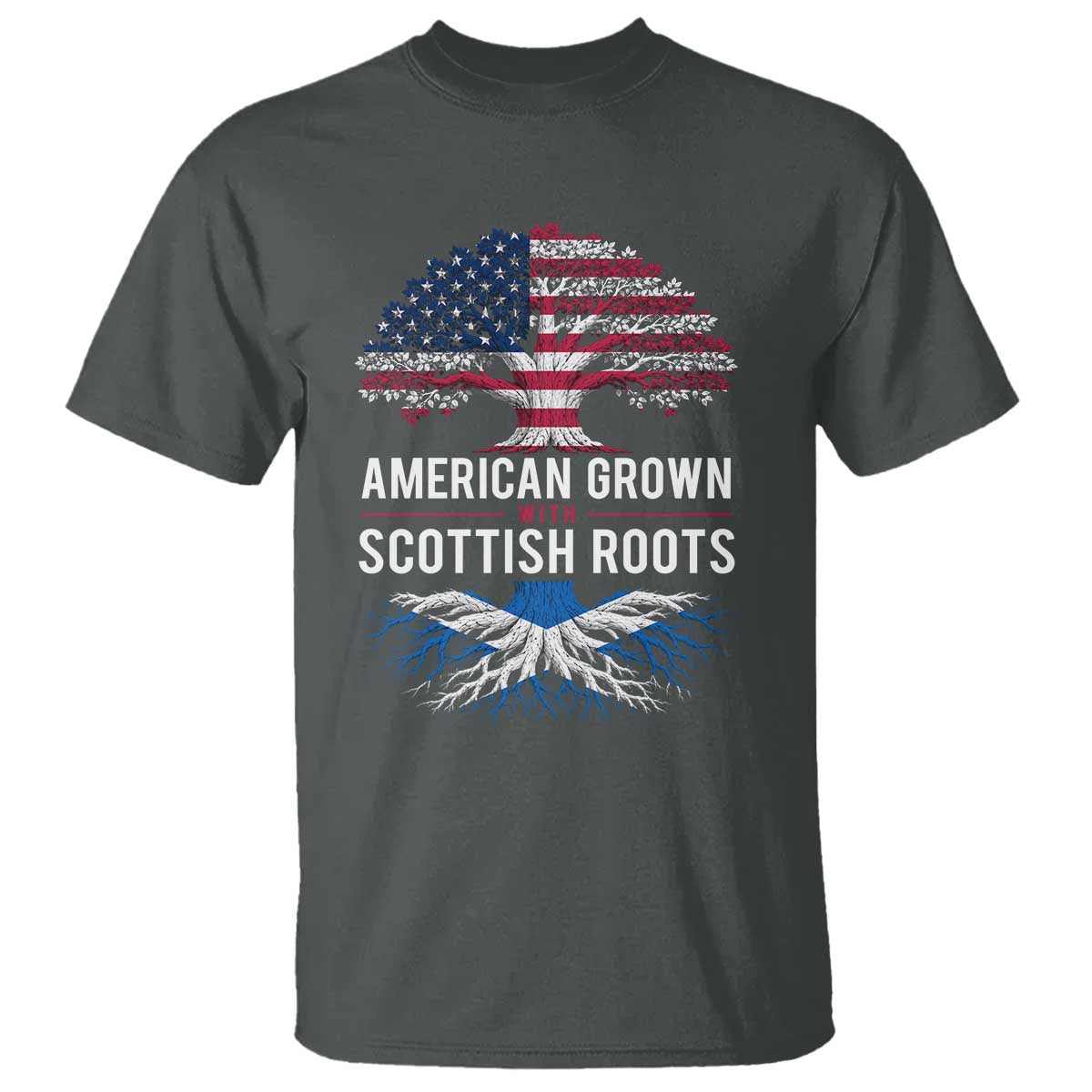 American Grown With Scottish Roots T Shirt Family Heritage USA Scotland Pride Gift TS10 Dark Heather Print Your Wear