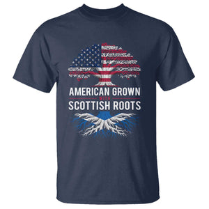 American Grown With Scottish Roots T Shirt Family Heritage USA Scotland Pride Gift TS10 Navy Print Your Wear